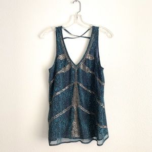 Ecote Teal Sequin Tank Top